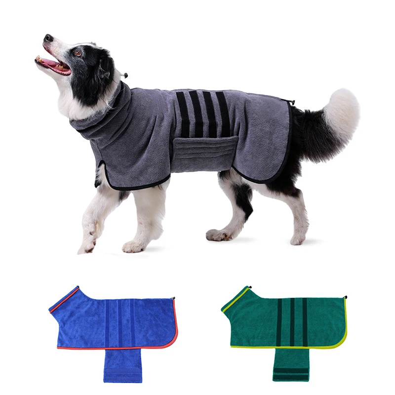 

Luxurious Soft Microfiber Dog Bathrobe Coat Adjustable Thickened Super Absorbent Warm Pet Bath Towels Cats Dogs Bathing Supplies