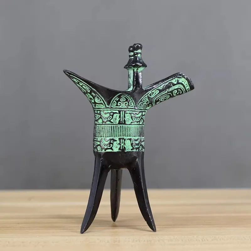 Oriental Bronze Chinese Old Exorcism Handwork Embossment Wine Cup view 2