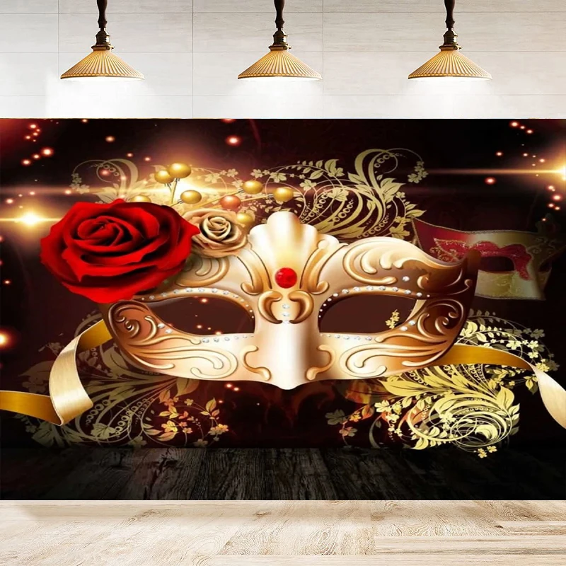 Photography Backdrop Masquerade Mysterious Mask Ball Party Interior Decoration Background For Portrait Shooting Banner