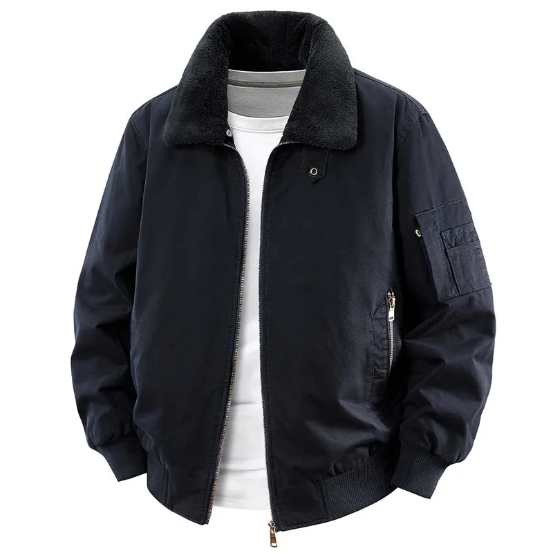 

Fashion Casual New Men Parkas Comfortable Zipper Cotton Jackets Turn-down Collar Solid Color Male Clothes Winter Thicken Warm