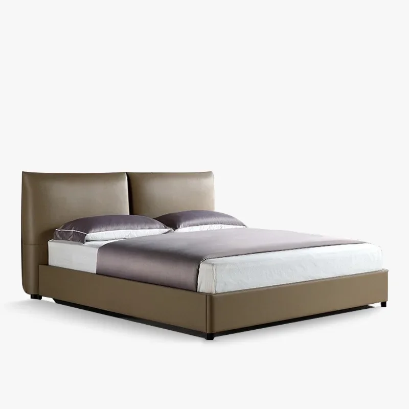 Italian minimalist designer first layer cowhide soft bag leather bed