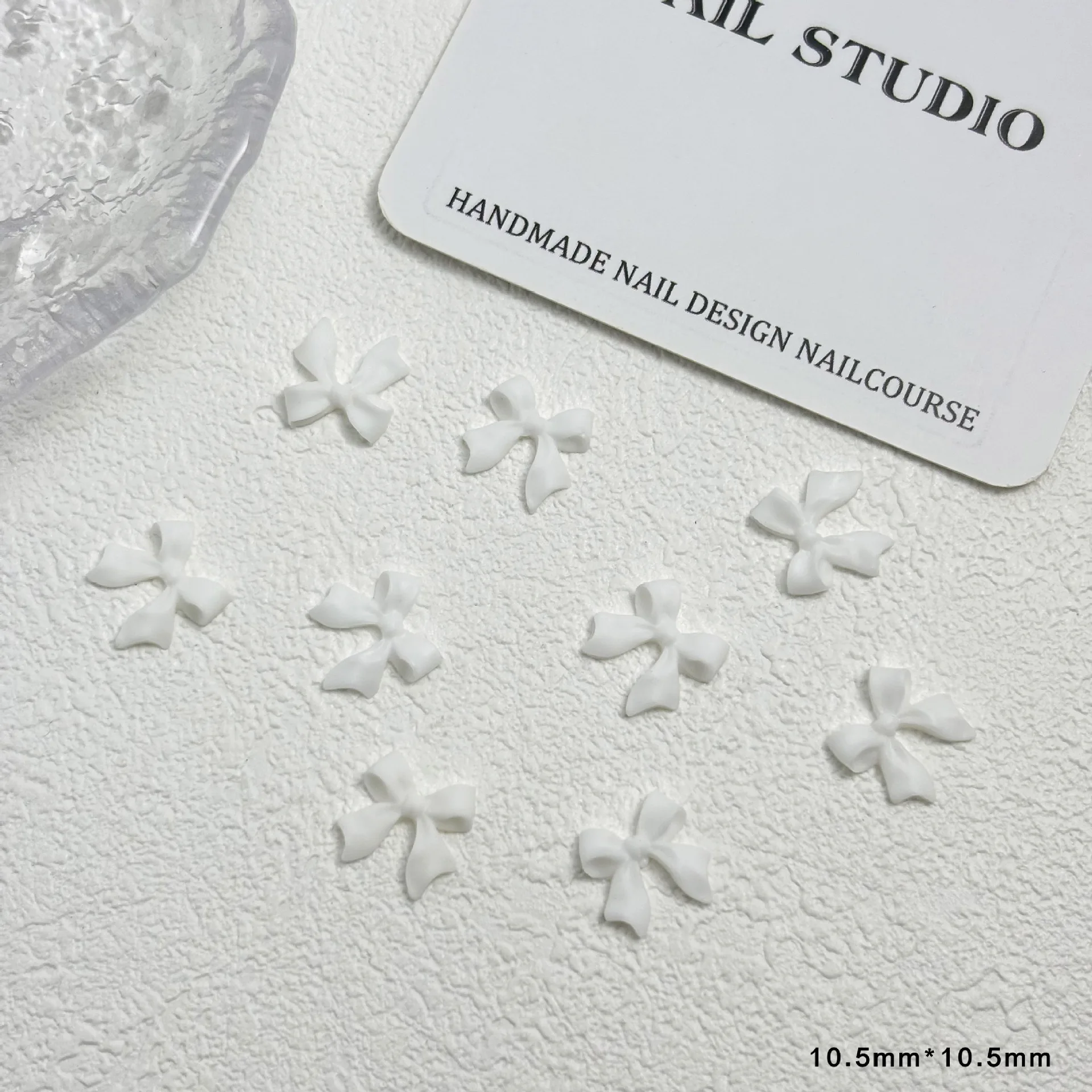 Classic Black White Nail Art Accessories Bow Rice White Bow Tie Nails 3D Decorations Diamond Nail Resin Charms DIY Manicure Tool