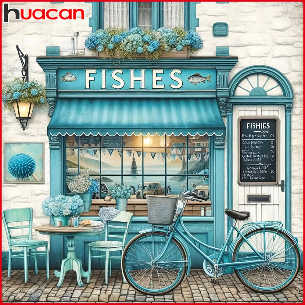 

Алмазная вышивка Huacan: Пейзаж с рыбами, полный комплект, квадратные/круглые стразы