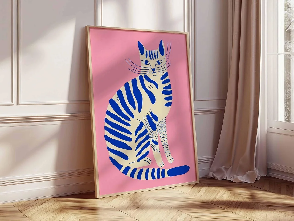 Arte de pared de gato moderno, - Photography Art reseña y precio