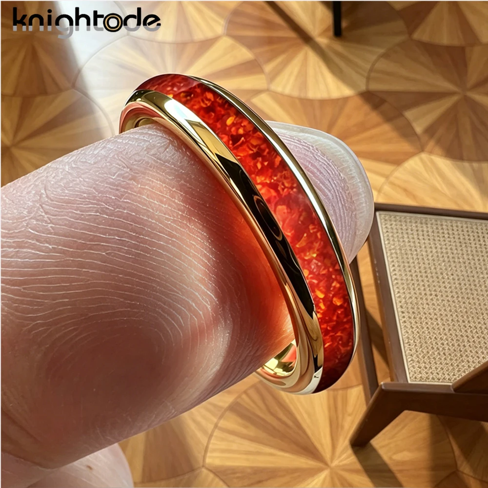 4mm Gold Silvery Rose Black Tungsten Carbide Rings Galaxy And Red Opa Inlay Men Women Wedding Band Domed Polished Comfort Fit view 5