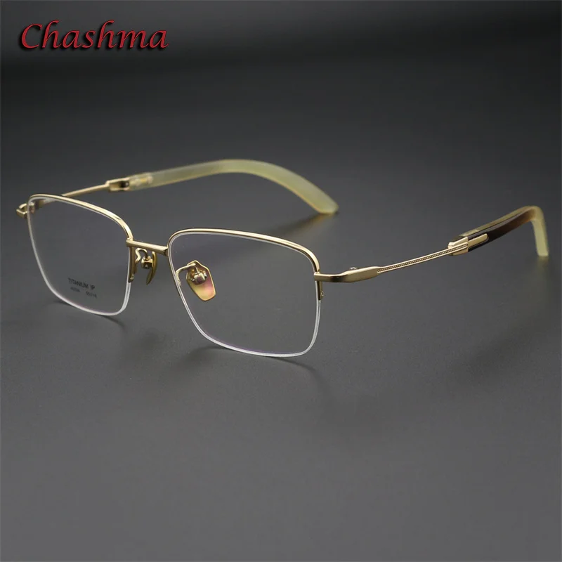 High End Glasses Frame Men Titanium OX Horn Light Optical Eyewear Designer Luxury Fashion Optic Eyeglasses for Male