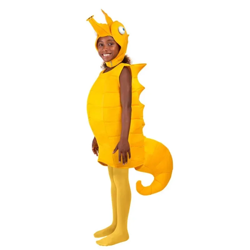 Yellow Hippocampus Costume Adult Pink Seahorse Cosstume Child Family Halloween Costume Toddler