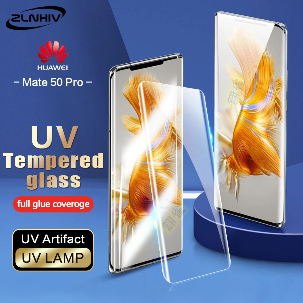 ZLNHIV screen protector For Huawei mate 50 40 RS 40E UV Tempered glass mate 30 30E 20 pro plus phone protective film full cover