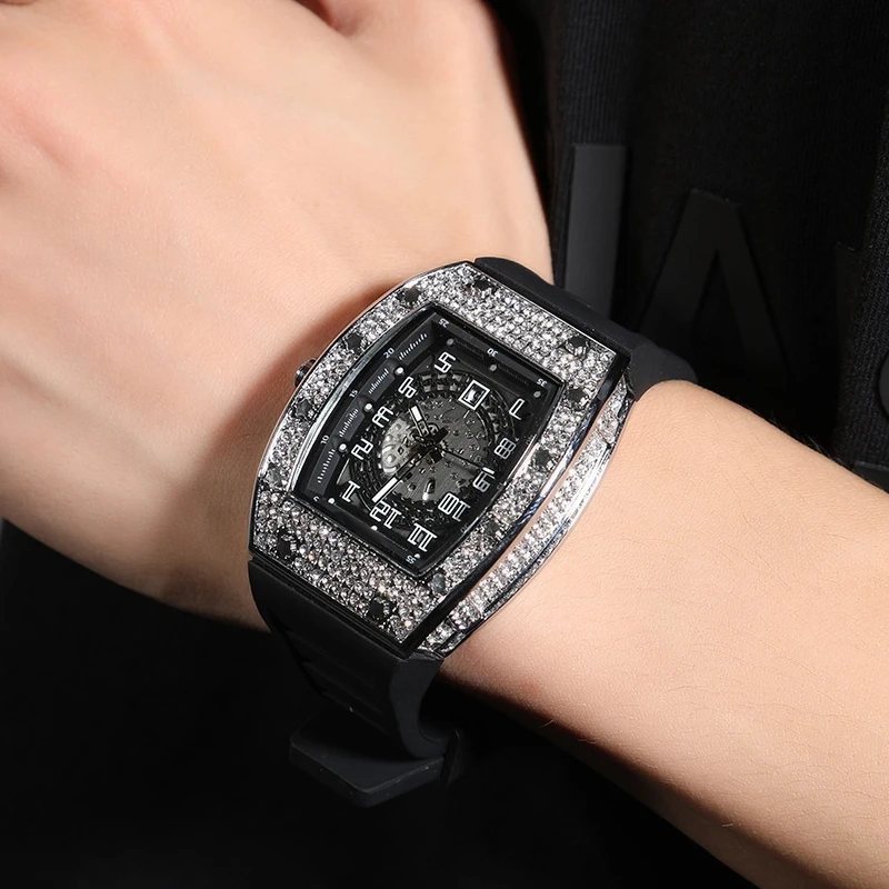 

Часы модные роскошные инкрустированные бриллиантами дизайн кварцевые водонепроницаемые ленты часы высокого качества Relogio Masculino часы