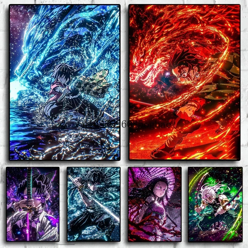 

Classic Anime Demon Slayer Wall Art Poster Nezuko and Tanjiro Home Decor Prints Living Room Bedroom Canvas Painting Mural Gifts