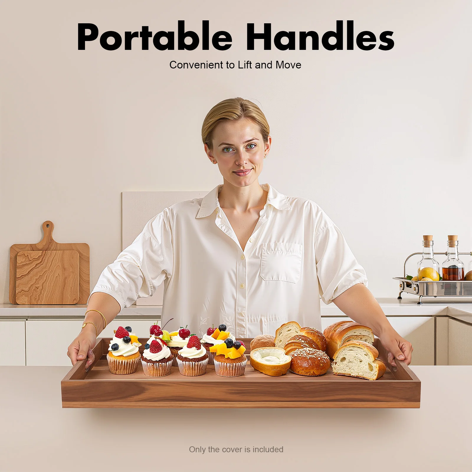 

Деревянная крышка для плиты из акации, экономящая место на кухонной столешнице, деревянный сервировочный поднос-разделочная доска для защиты газовых и электрических плит