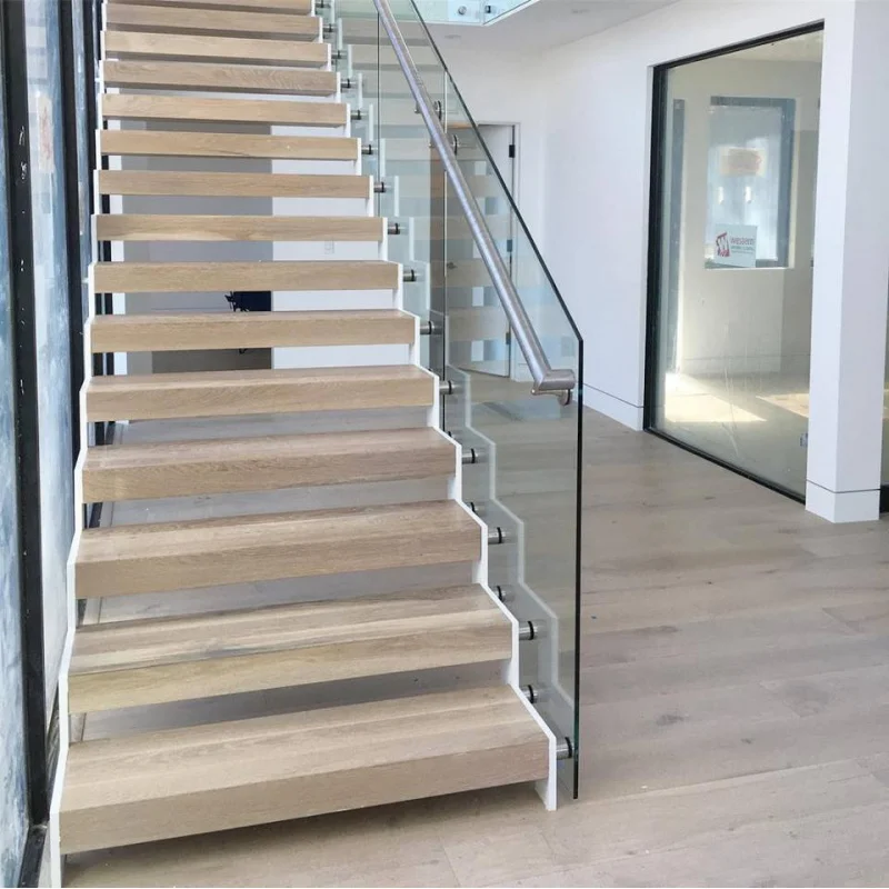 custom.Straight Staircase Glass Railing Double Stringer Stairs