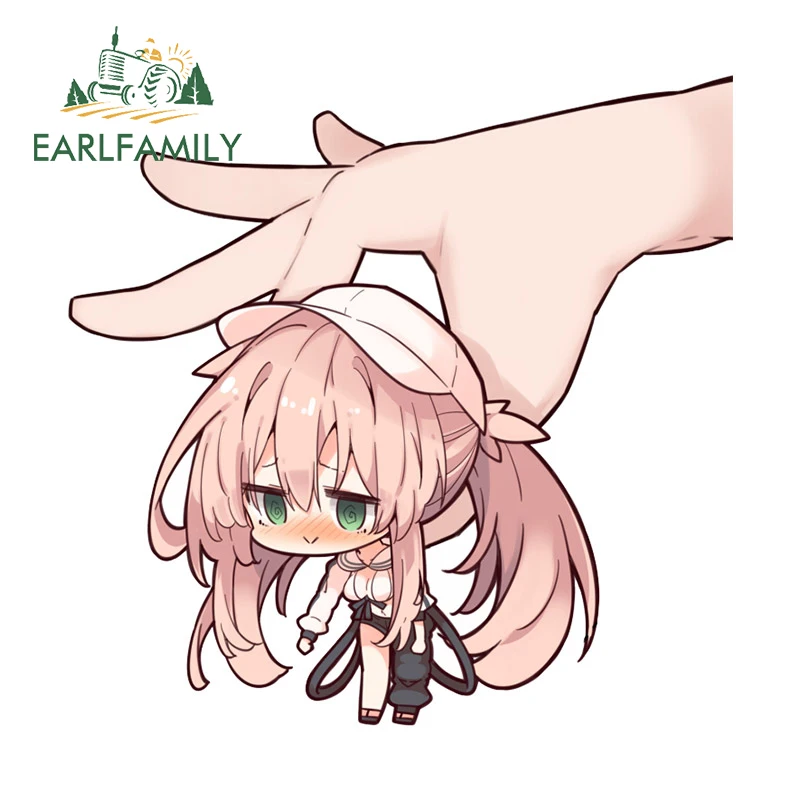 

EARLFAMILY 13cm x 12.7cm for Cute Anime Loli Waifu Car Sticker Racing Drifting Refrigerator Decal Car Door Protector RV Graphics