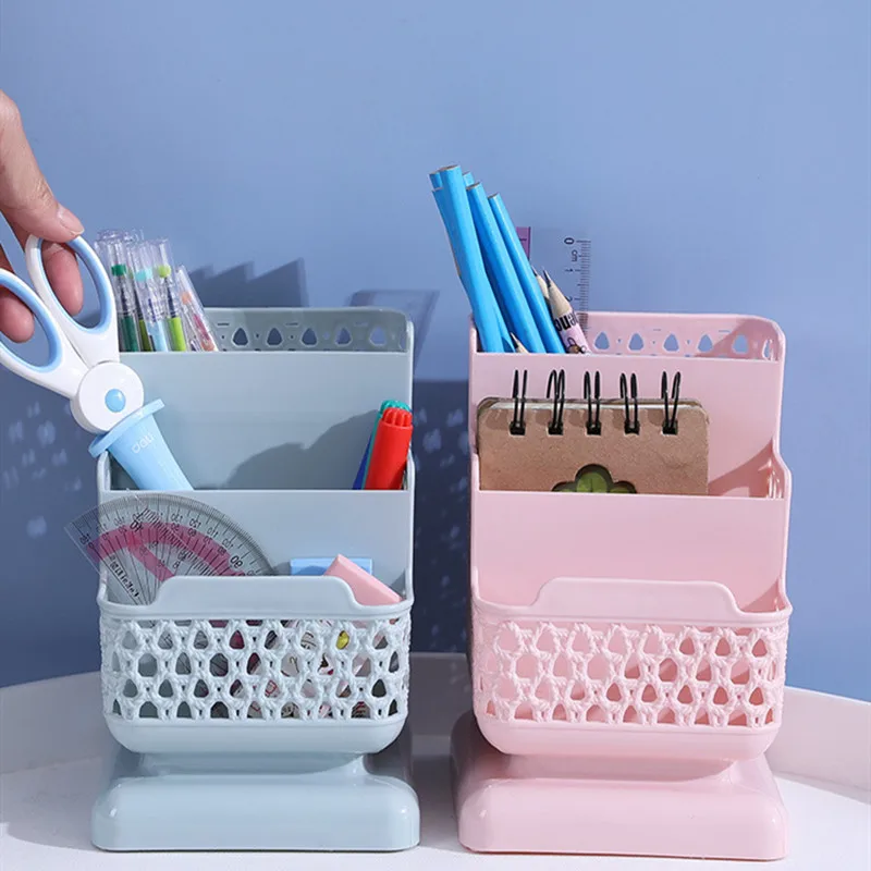 School Stationery Organizer Desktop Storage Box Container for Cosmetics Jewelry Stationery Plastic Organizer Office Supply