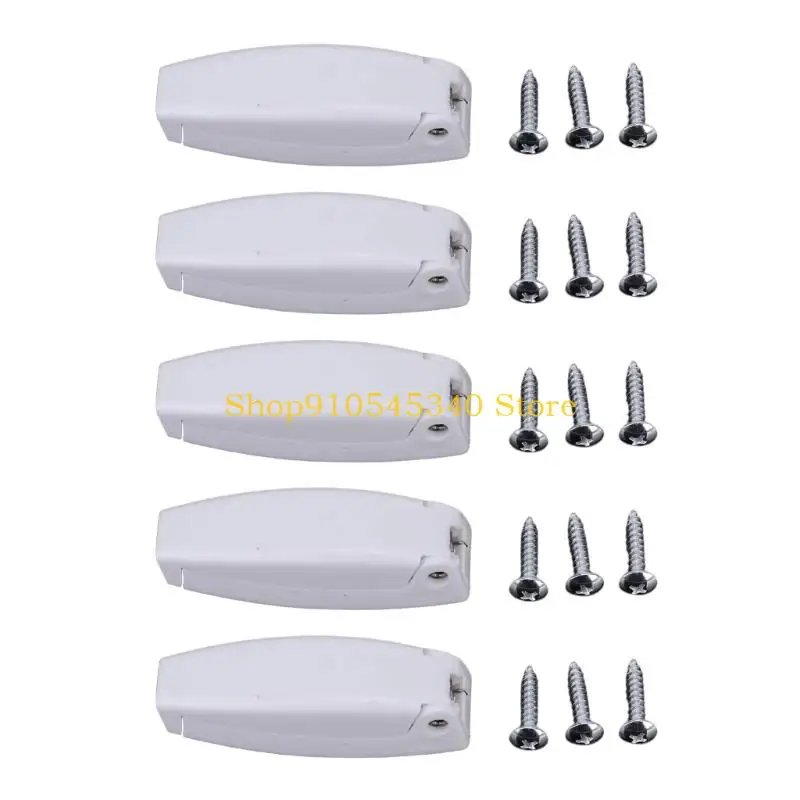U2JA Compartment Door Retainer Set, Spring Loaded ABS Replacement Hardware, 5 Pack with 15 Screws for Trailer and Boat Doors