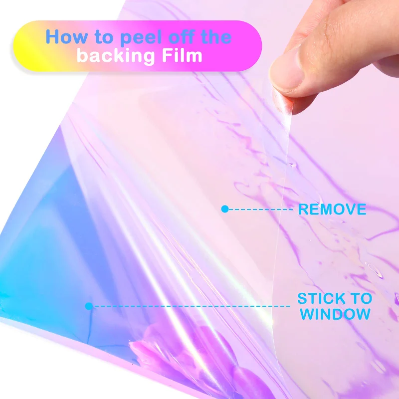 One-Way Reflective Solar Rainbow Privacy Self-Adhesive Window Film Discoloration Anti-Heat Discoloration Decorative Decal