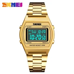 Skmei Outdoor Sport Luxury Digital Wristwatch Alloy Strap Business Watches 12/24 Hours Relogio Masculino Men Fashion Watch 1328