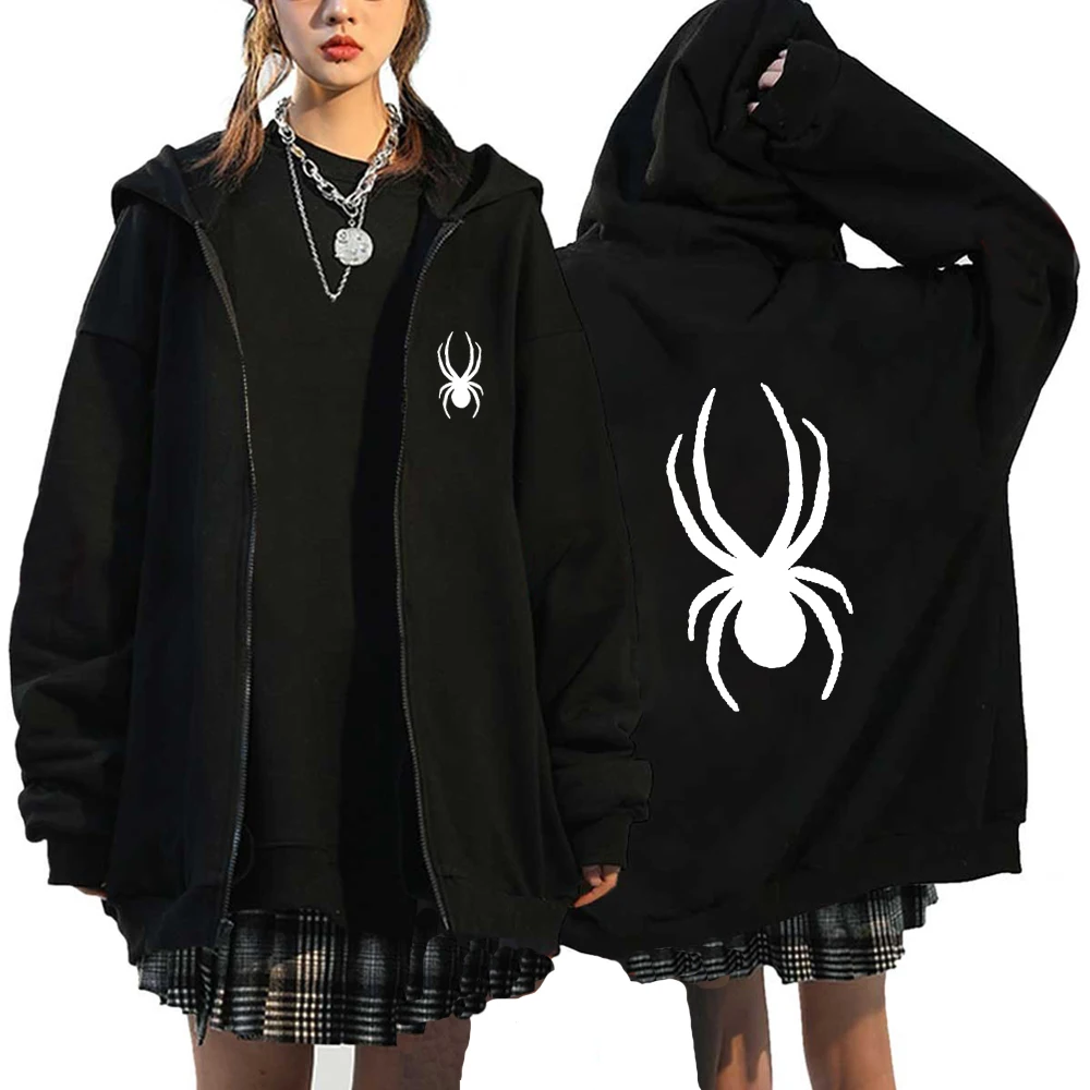 Spider Zipper Hoodies Spider Print Jacket Hip Hop Men Women Oversized Zip Up Hoodie Sweatshirts Y2K Coat Gift Fleece Long Sleeve