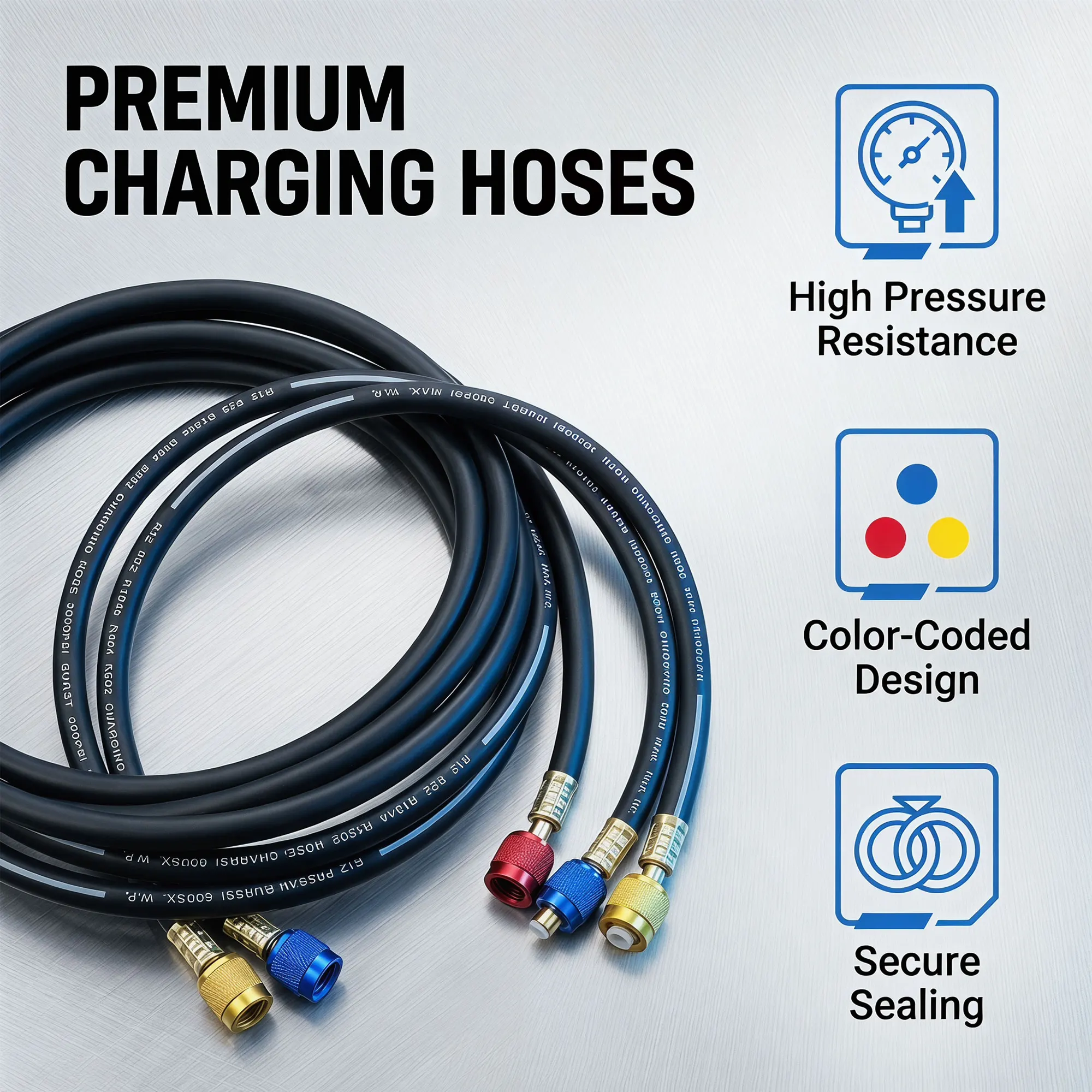 

0.9M-1.8M AC Charging Hose Tube Kit Hose Low Loss Fittings for R134A R12 R22 Refrigerant Air Conditioning Manifold Gauge