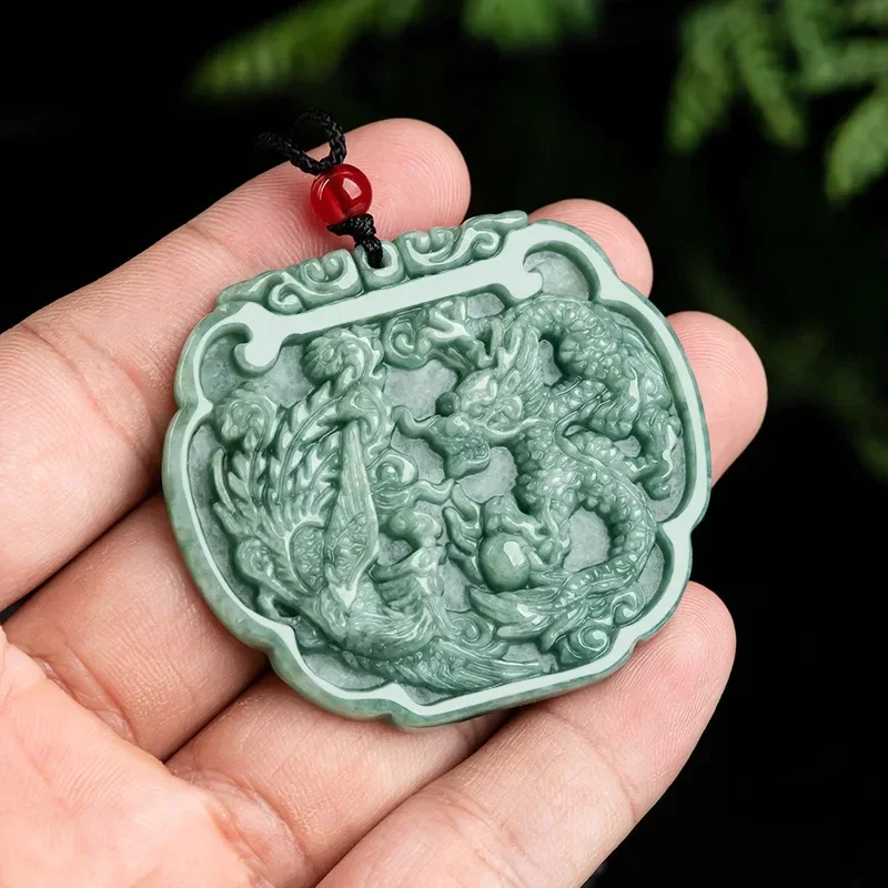 

Natural A-goods Jadeite Dragon Phoenix Chengxiang Pendant Hand-carved Retro Exquisite Men's and Women's Jade Necklace Mascot