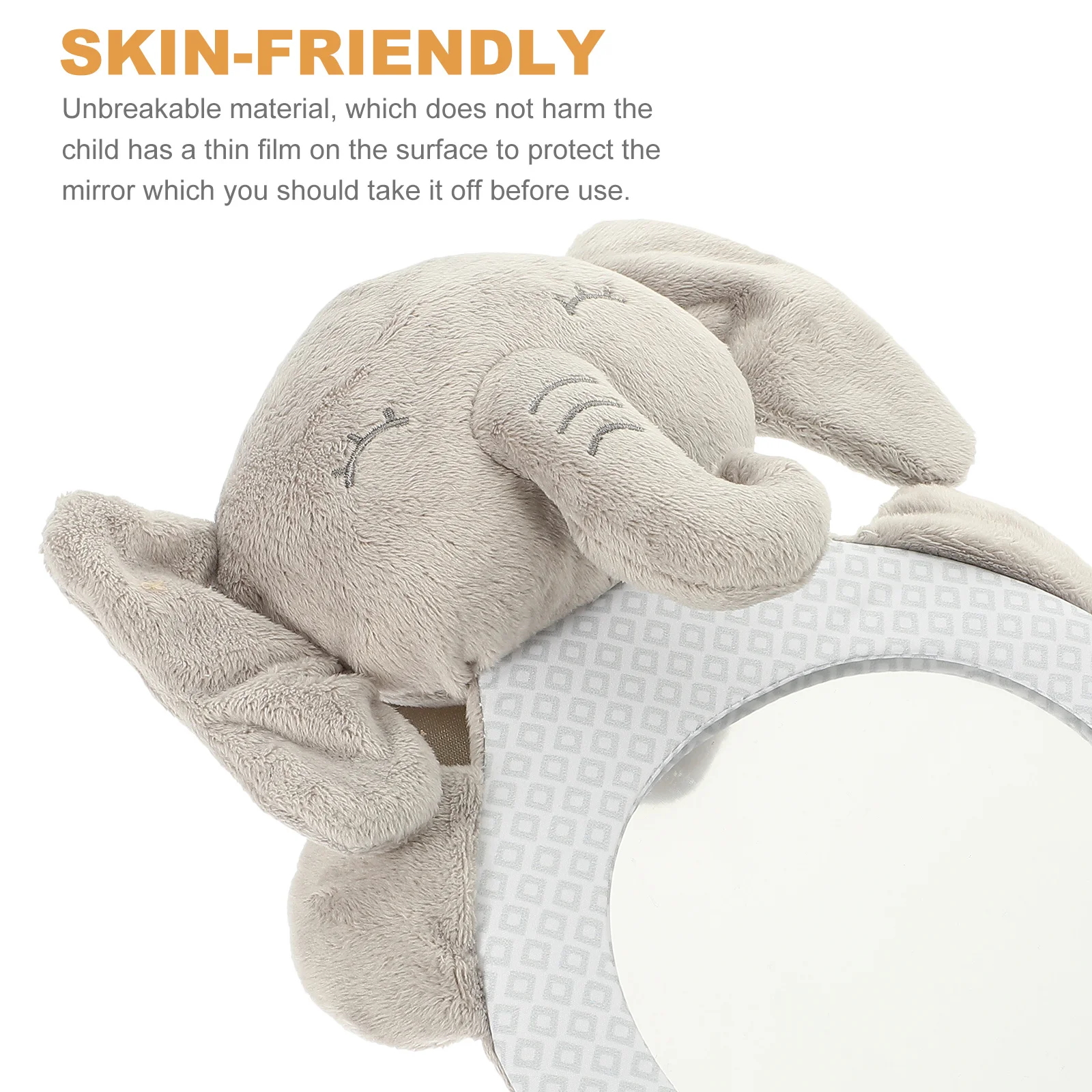 Lusterko Ha-Ha w kształcie zwierzątka, słonia, miękkie, bezpieczne, odkształcające obraz, do zawieszenia w łóżeczku, dla niemowląt i małych dzieci, wspomagające rozwój.