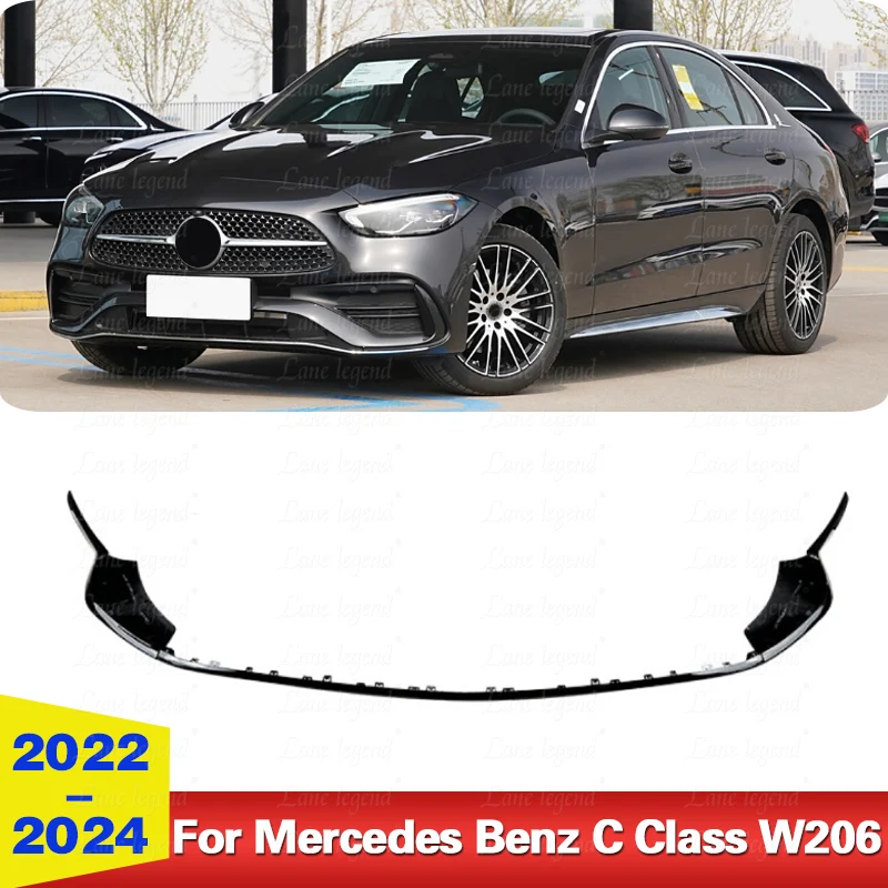 For Mercedes Benz C Class W206 S206 C200 C260 C43 AMG 2022 2023 2024 Car Front Bumper Lip Diffuser Spoiler Tuning Accessories