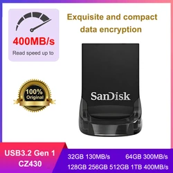 SanDisk Ultra Fit USB 3.2 Flash Drive 128GB 256GB 512GB 1TB USB3.2 Gen 1 pen drive CZ430 up to 400MB/s for Computer U Disk