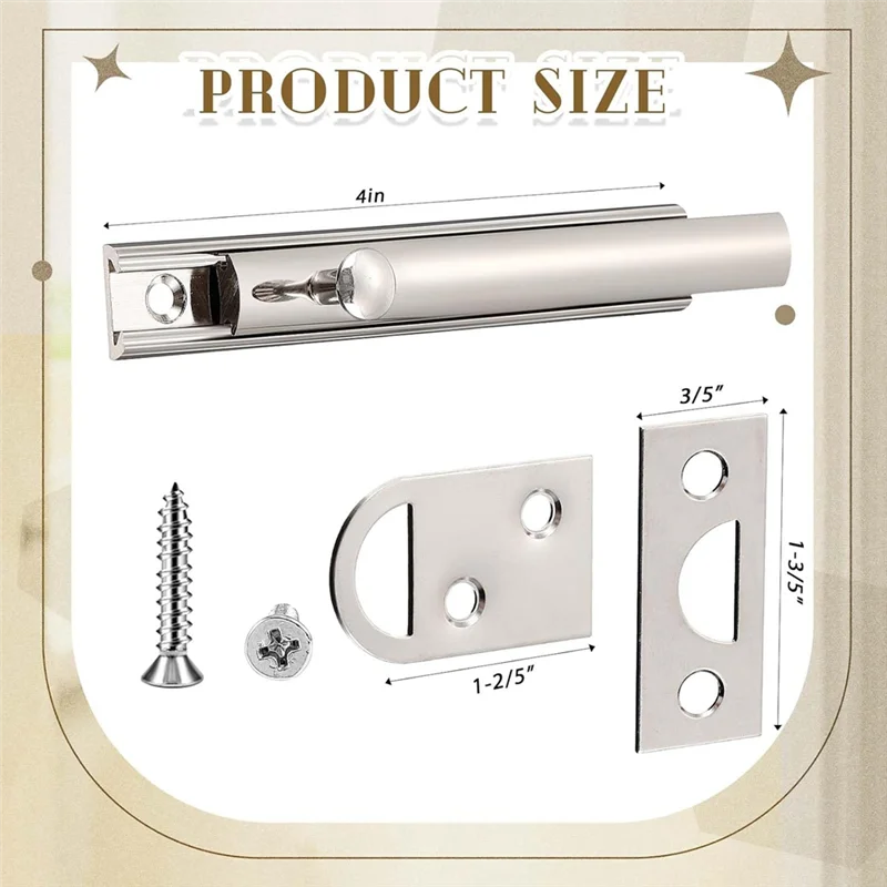 ABGN 4er-Pack Schieberiegel-Verriegelungsriegel-Türriegel für bündige oder versenkte Türen und Tore, Silber