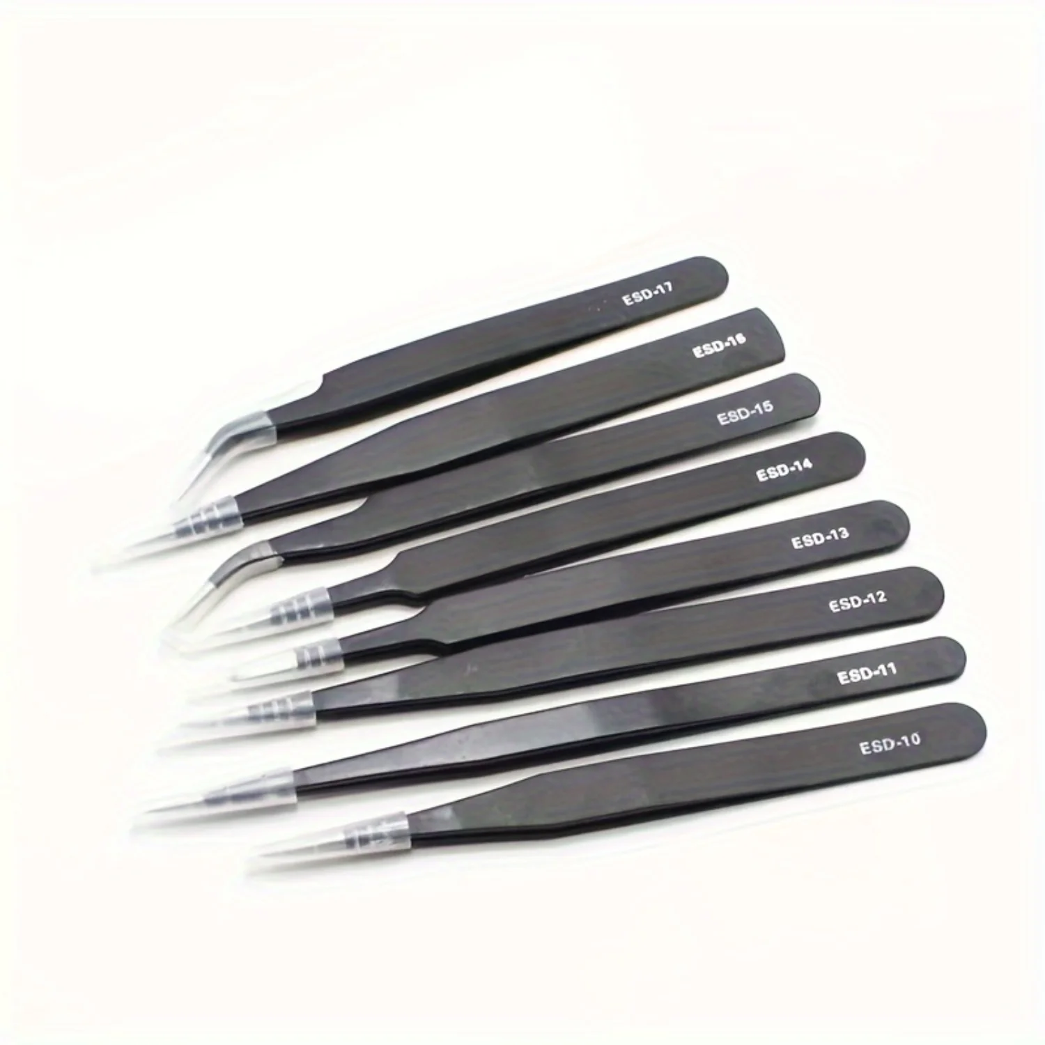 8-Piece ESD Precision Tweezer Set - Stainless Steel Anti-Static Tweezers for Electronics, Jewelry Making, Crafts, Eyelash Extens