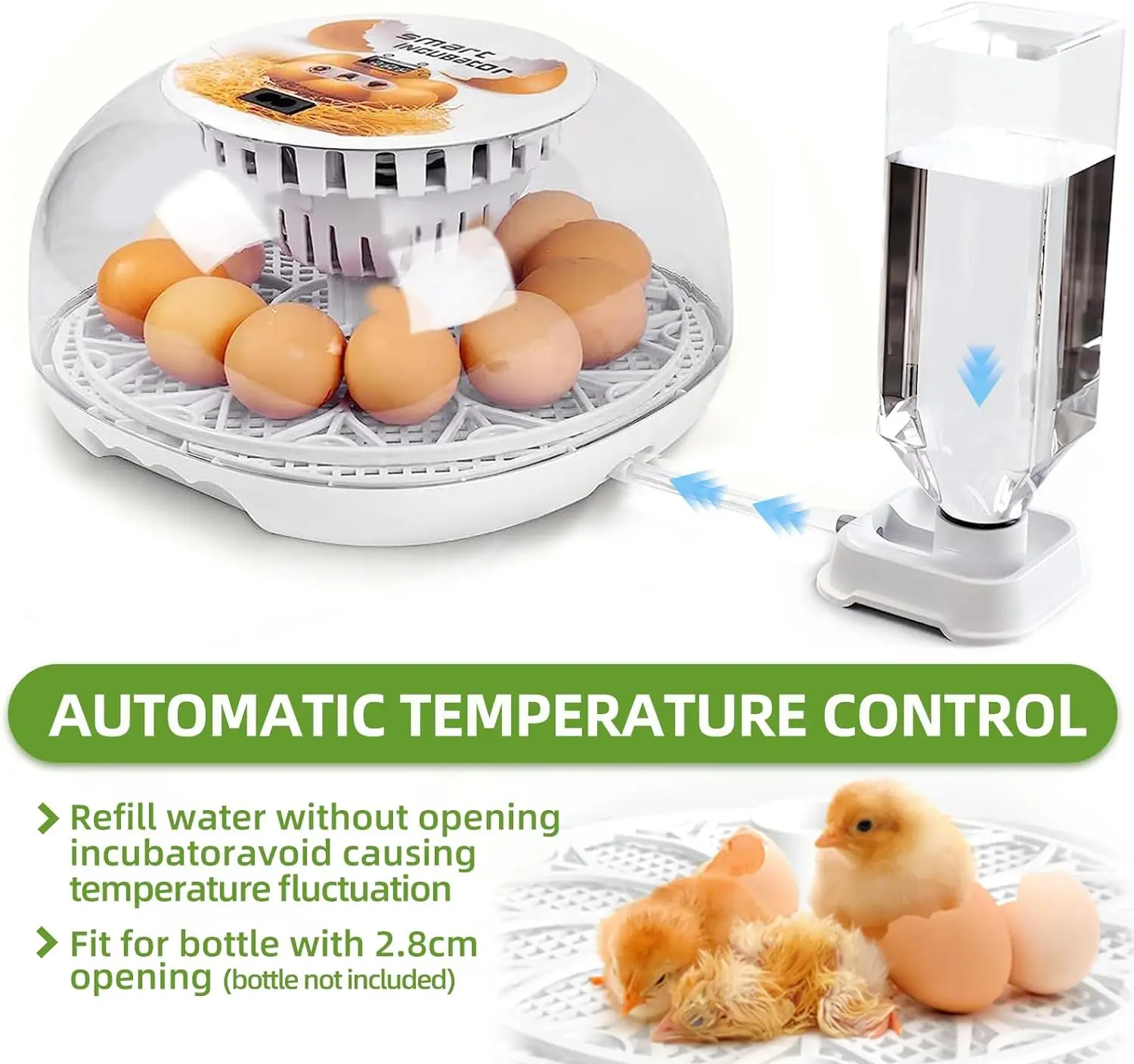 KLYM-Automatic Egg Incubators, 12 Egg Incubators, Temperature Control, Automatic Incubator, Hatches, Quails, Ducks Catchers