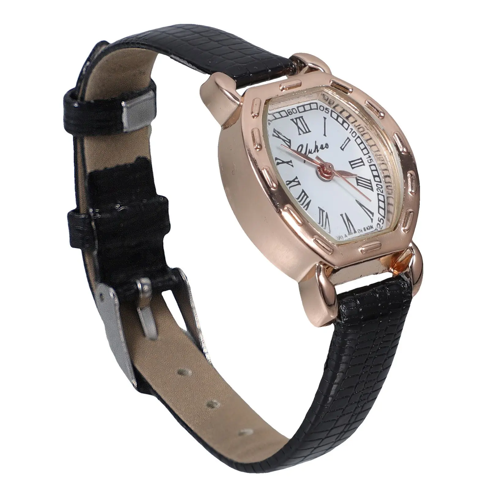 

Vintage Rectangular Quartz Watch Women Black Adjustable Strap Fashionable Wrist Retro Style Daily Gift Idea