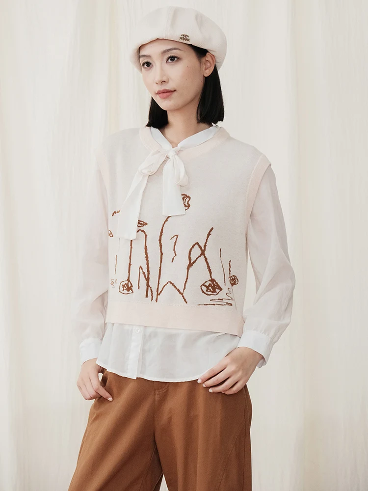 

Bukhara Original Women's Loose Knitted Vest Autumn 2025 Casual Versatile Soft Polyester Fiber Long Sve round Ne ort Sle