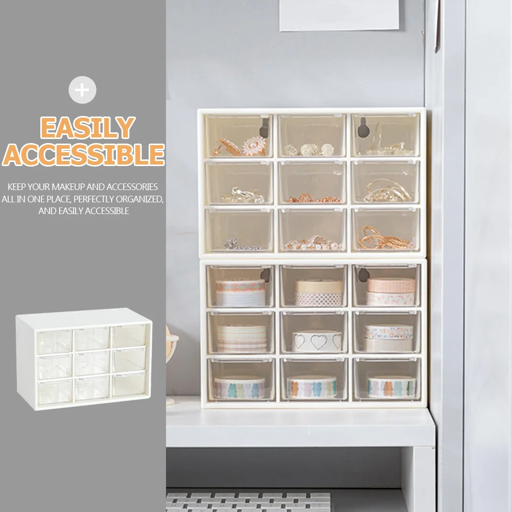 

Makeup Organizer Transparent Desktop Case Label Stickers Storage Box Easy Access Smooth Drawers Cosmetics Organizer