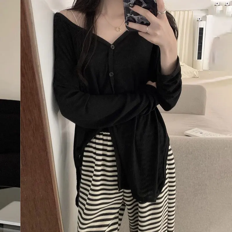 

Женский кардиган с длинным рукавом, тонкий летний солнцезащитный чехол, дышащая облегающая куртка с кондиционером в стиле ретро, серая куртка Y2k