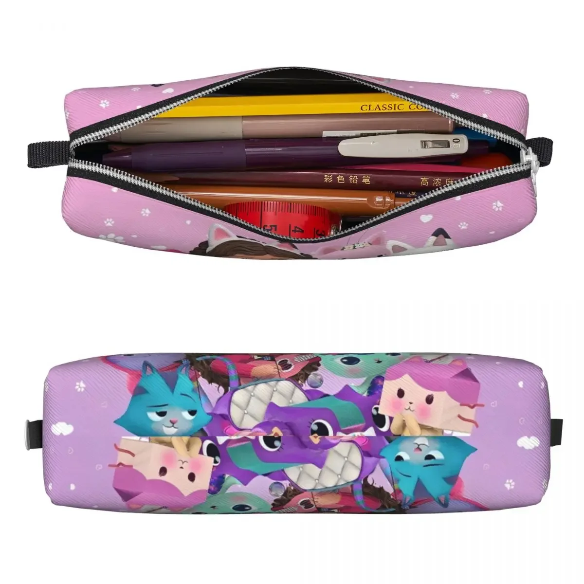 New Gabbys Dollhouses Pandy Paws Pencil Case Big Pen Box Kids PU Leather Kawaii School Pencil Cases Custom DIY Supplies