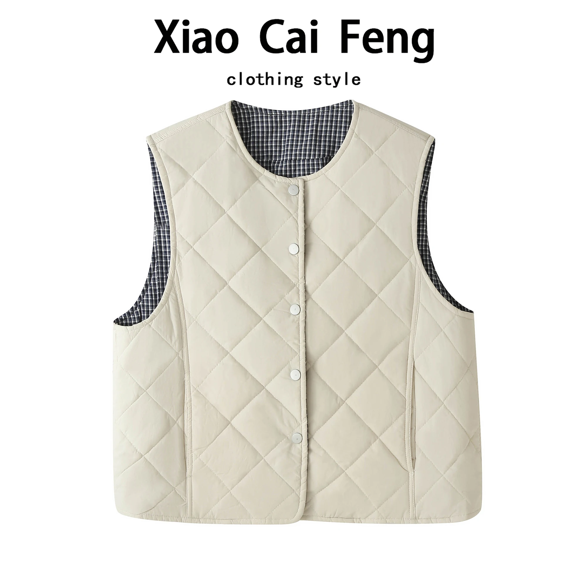 

Lightweight Cotton Vest Women's Autumn Winter Casual Diamond Pattern ort Jaet Warm Underwear Thiened round Ne Single ...