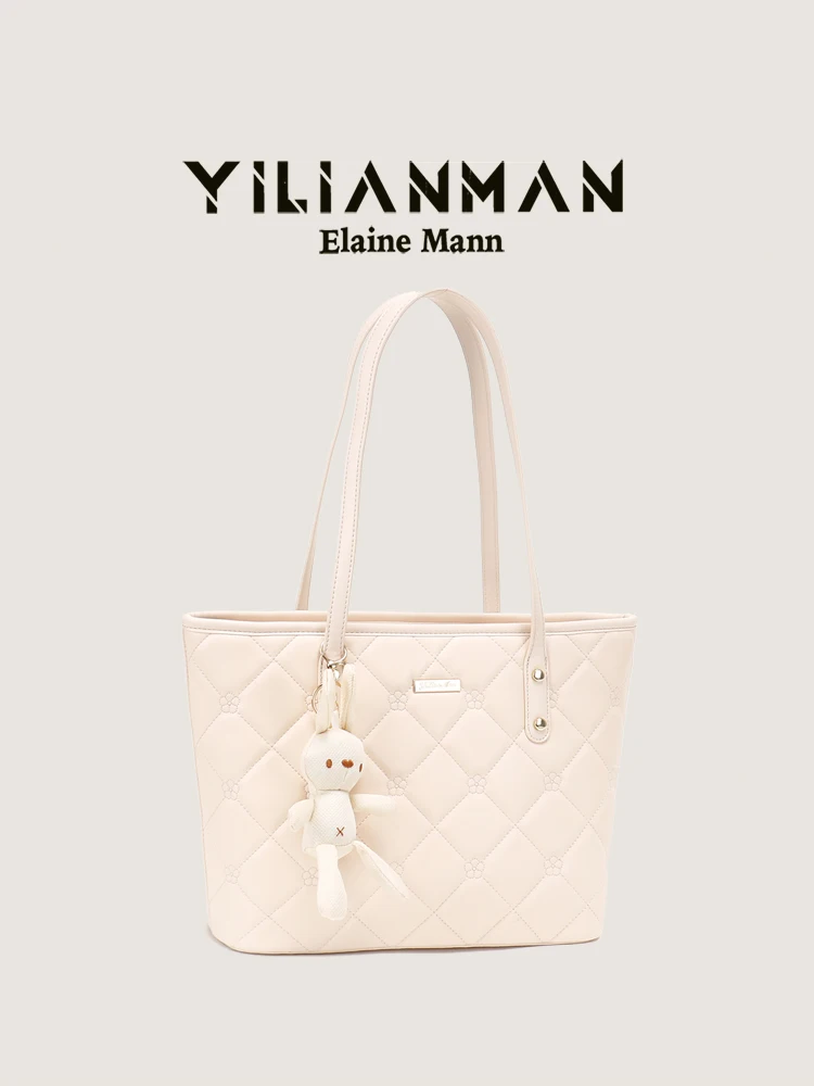 Elegant Commuter Women's Tote Bag Diamond Pattern Large Capacity Handbag Stylish Zinc Alloy Clasp Soft Synthetic Leather