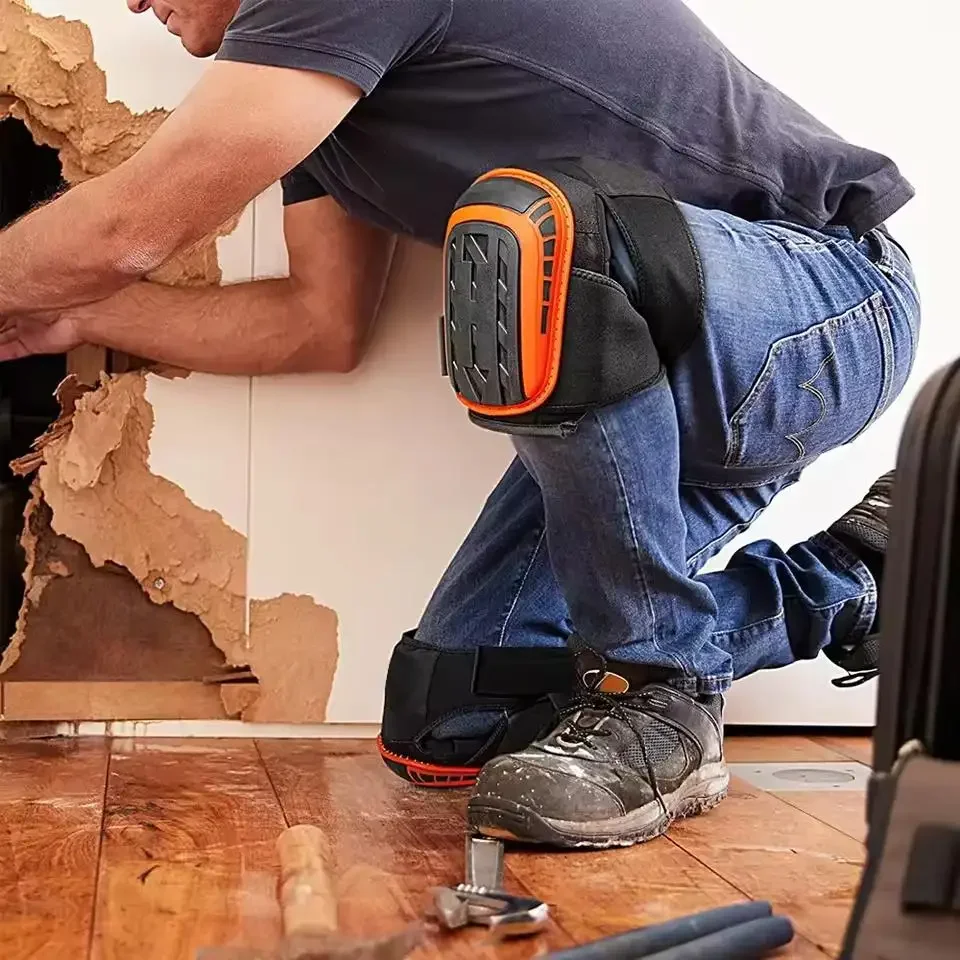 Ergonomic Heavy-Duty Knee Pads for Flooring | Professional Foam & Gel Cushioning with Double Straps for Construction/Carpentry