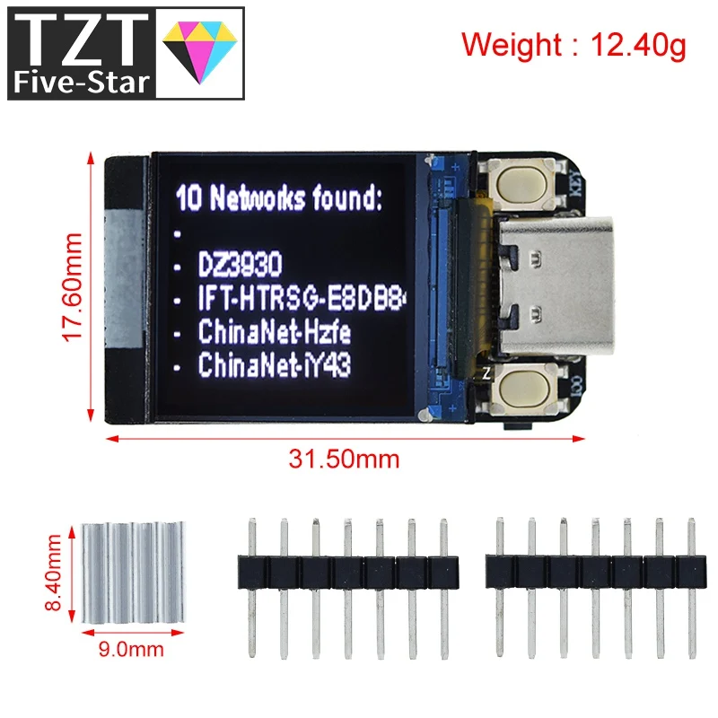 T-QT V1.1 ESP32-S3 GC9107 0.85 Inch LCD Display Module Development Board WIFI Bluetooth Full Color IPS 128*128 Screen