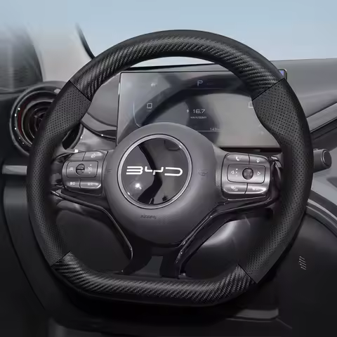 Suitable for Byd Breathable Leather Matte Carbon Fiber Texture Steering Wheel Cover Suitable for Dolphin Mini Seal Atto 3 King Shark 6 Song Pro Seagull F0 Sealion 7 Yuan Plus Dmi Cars Accessories