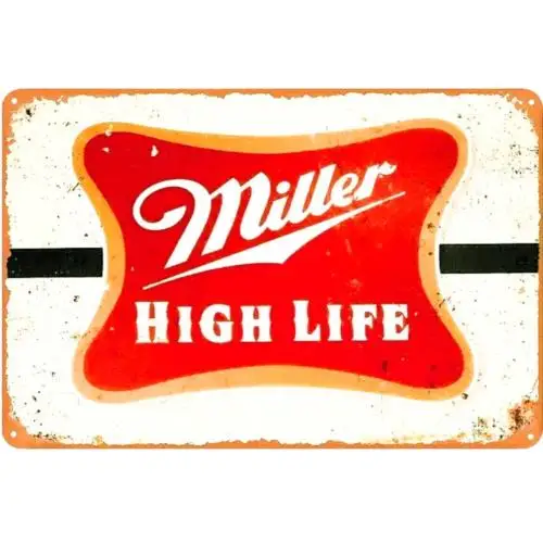 1 pcs,Vintage Miller High Life Beer Metal Sign Retro Advertisement Logo Sign 