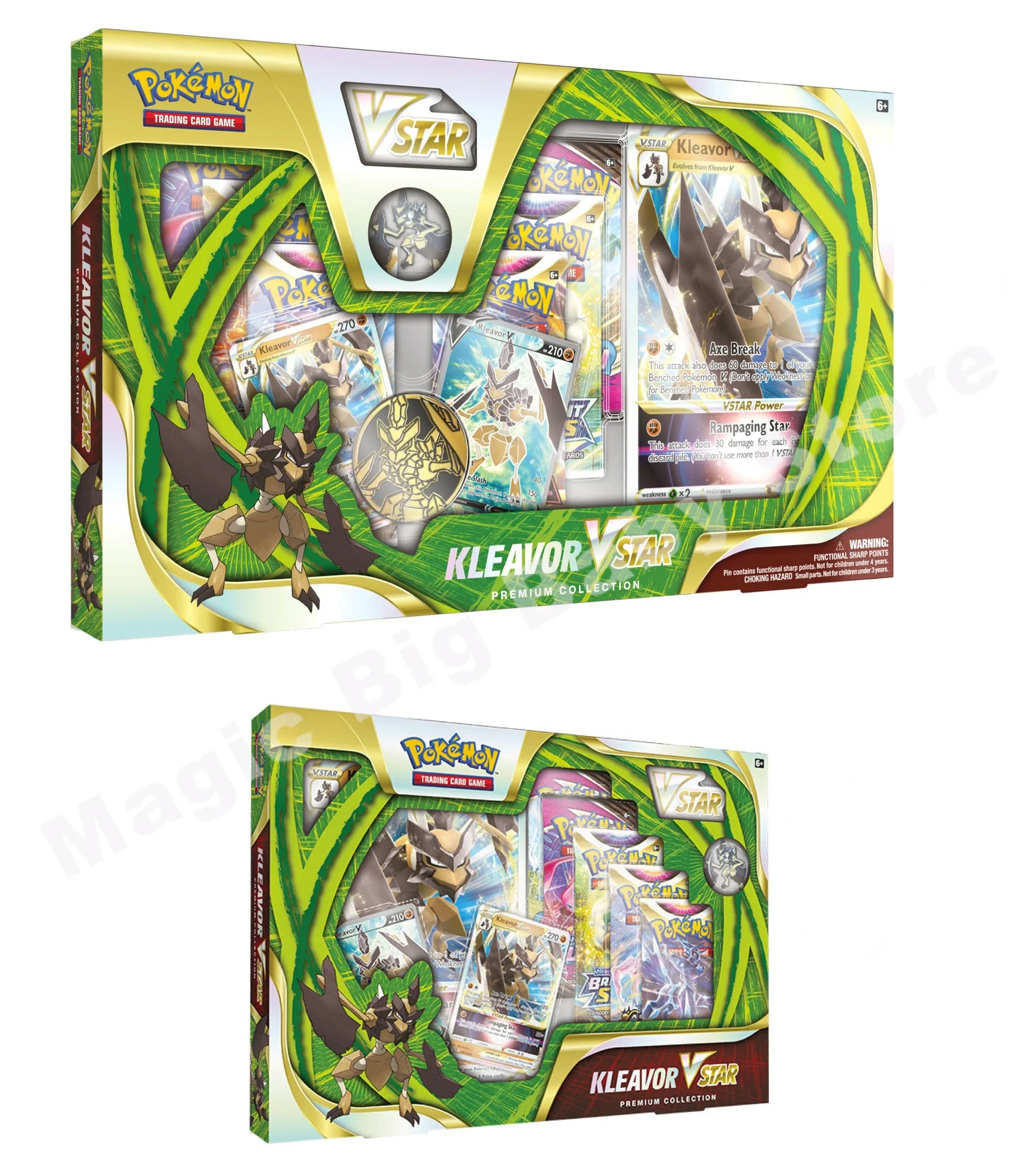 Genuine Original Pokemon PTCG Card U.S. Edition English Card Splitting Ax Mantis VSTAR Big Card Badge Coin Collect Gift Box