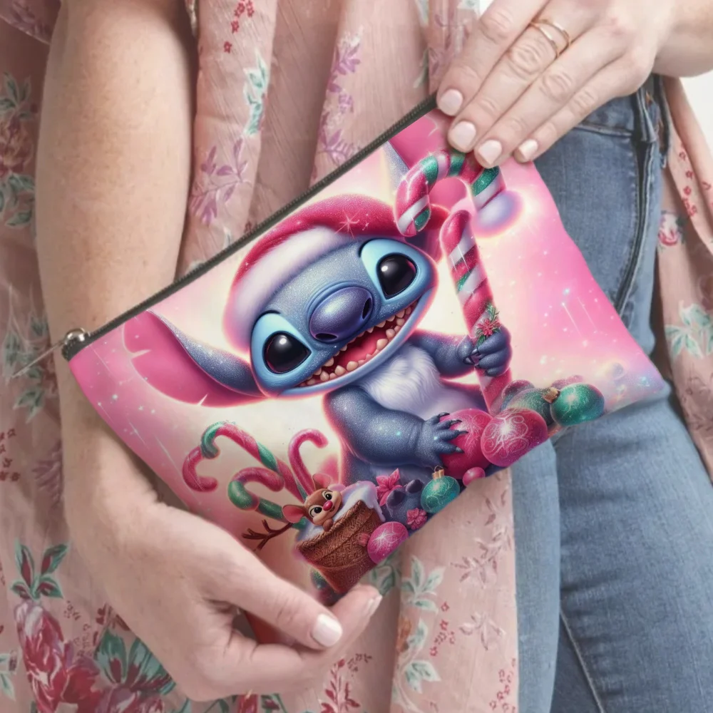 1 Disney Valentine's Day Stitch Cosmetic Bag, Jewelry Storage Bag, Perfect Travel Zipper Storage Bag - Fun Birthday Gift