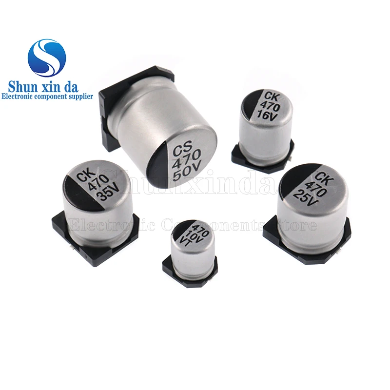 10PCS SMD Aluminum Electrolytic Capacitor 1UF 2.2UF 4.7UF 10UF 22UF 47UF 100UF 220UF 330UF 470UF 1000UF 6.3V 10V 16V 25V 35V 50V