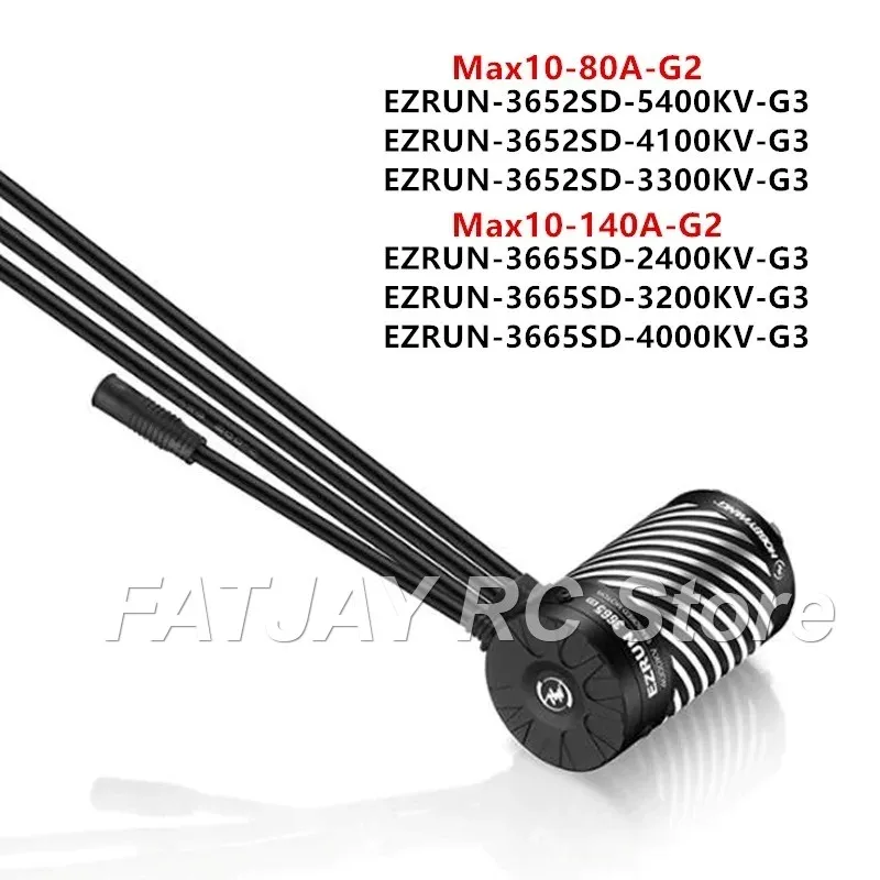 Hobbywing EzRun Max10 G2 80A 140A ESC FATJAY 3652 3665 G3 Bürstenloser Motor Antriebssystem 1/10 RC Auto