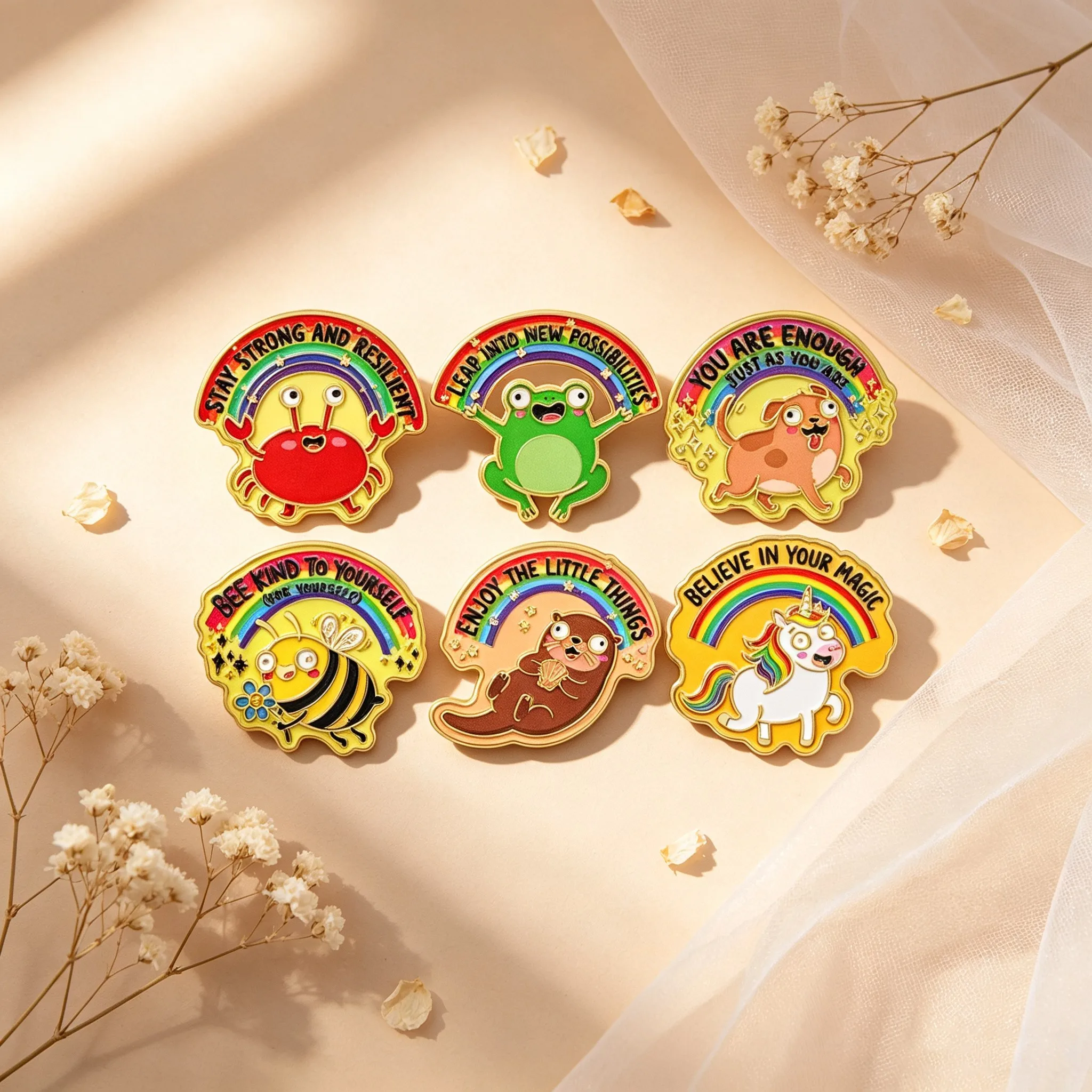6pcs/set Rational Animals Quotations Enamel Pin Lapel Bag Pins Badges Funny Cartoon Brooch for Clothes Jewelry Gifts Friends