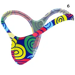 Sexy Underwear Men Briefs Male Mini Panties Penis Pouch Bag Low Waist Bikini T Back Lingerie Erotic Underpants Printed Thong