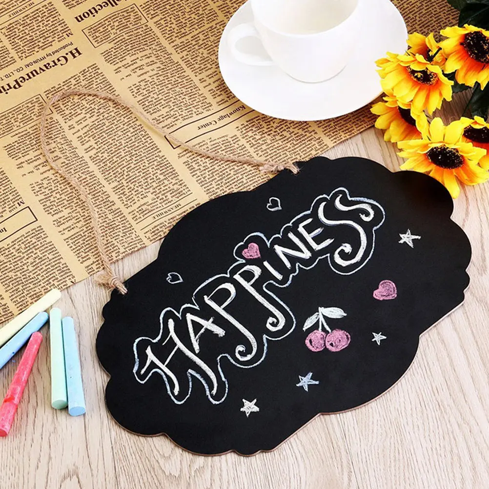 2 Pcs Wooden Blackboard Pendant Decorative Chalkboard Mini Signs Message Hanging Child