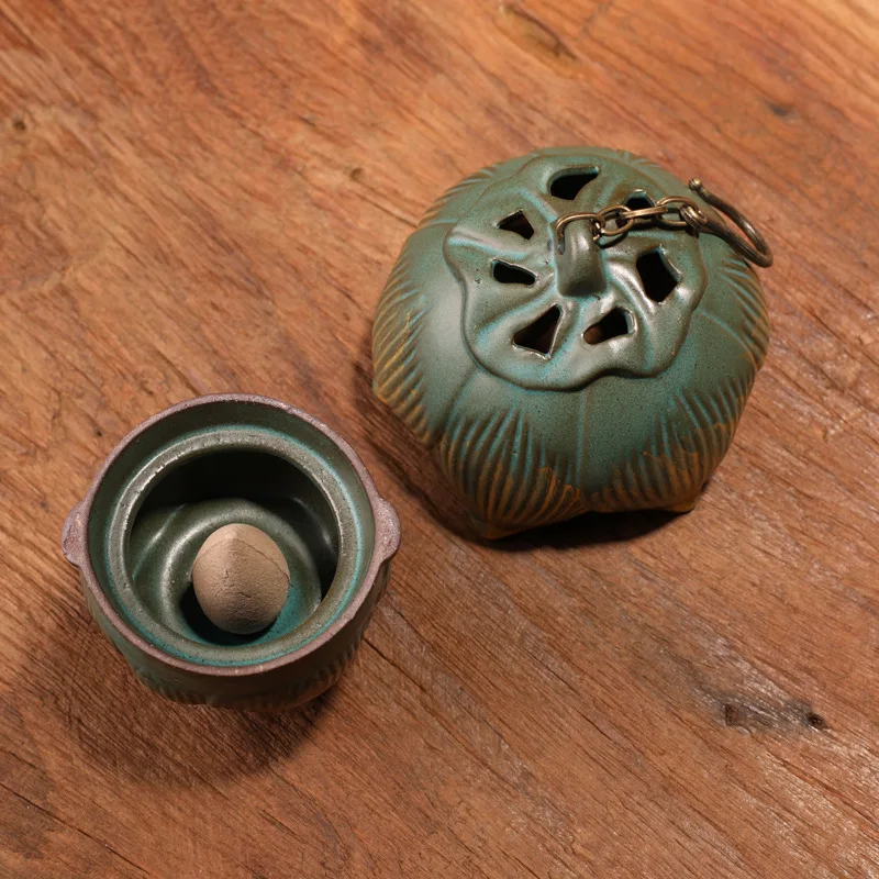 Combination Iron Ring Ceramic Ask Backflow Incense Burner Home Aromatherapy Ornament