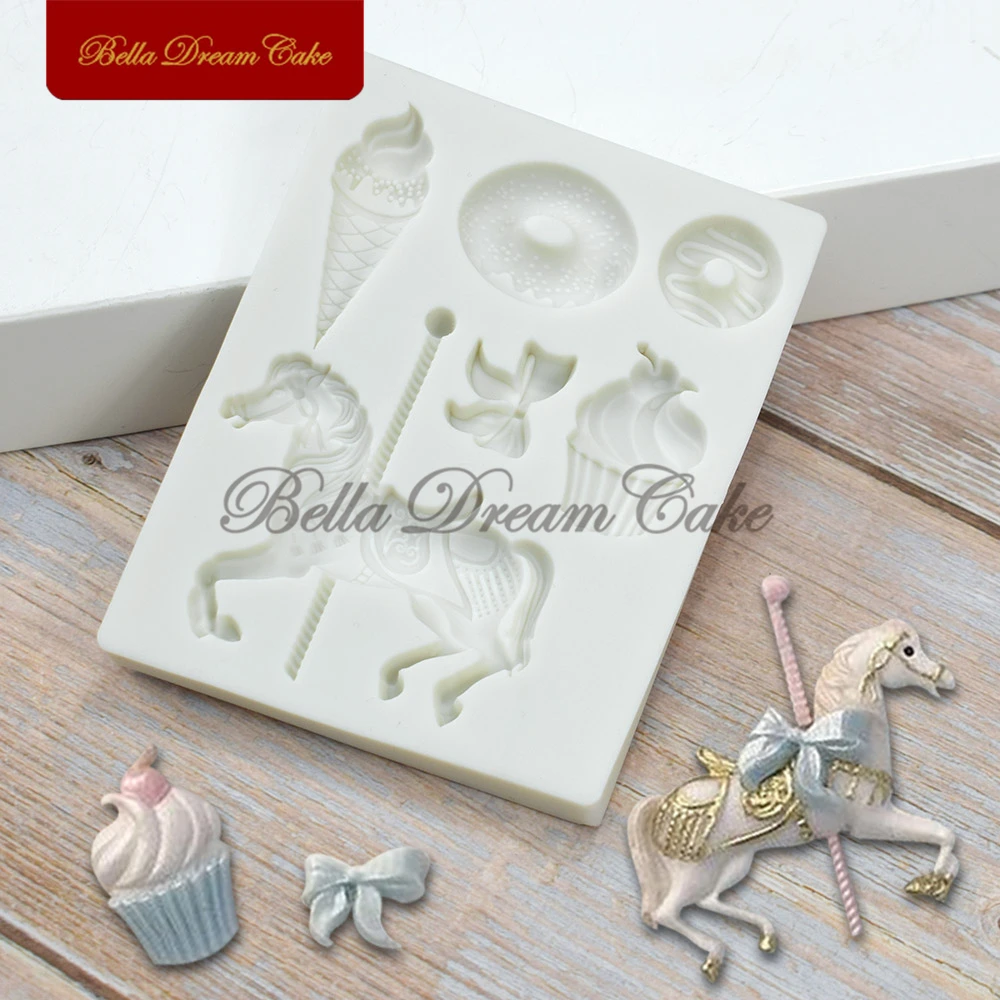 3D Carousel Dessert Silicone Mold Fondant Chocolate Mould DIY Handmade Clay Soap Molds Cake Decorating Tools Baking Accessories